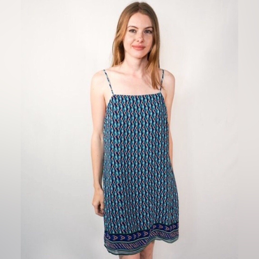 Anthropologie Maeve Silk Geometric Slip Dress
